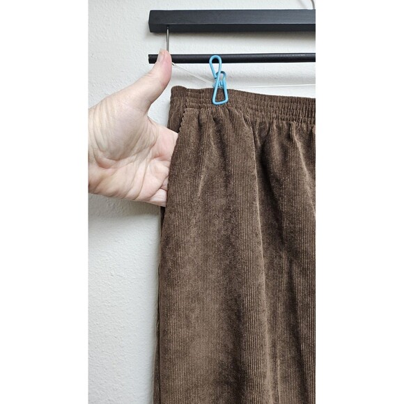 Alfred Dunner Pants Women 12 Brown Pull On Corduroy Elastic Waist Stretch Petite - Picture 3 of 8